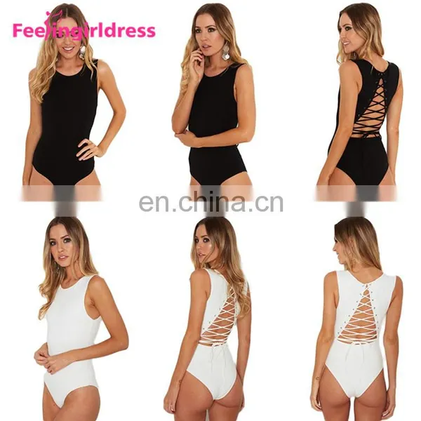 New Design Sleeveless Back Lace Up Transparent Bodysuit Women Sexy photo-3