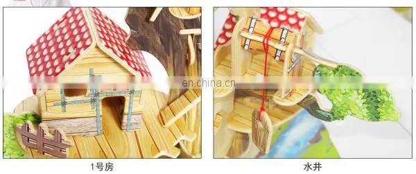 DIY Wood House DIY Toy Children Making Wood Material House Have ASTM EN71 EN62115 Test Paper photo-4