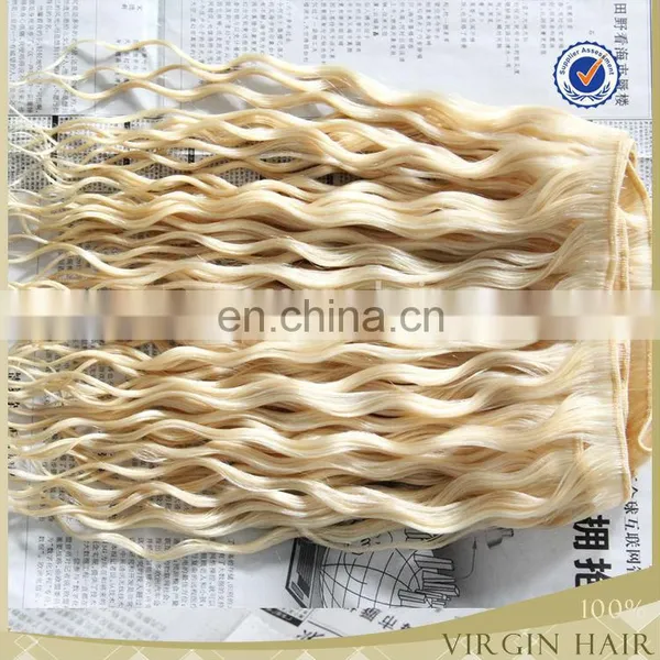 Grade 6 A Brazilian Remy Hair Blonde Color Big Curly Hair Weave photo-2