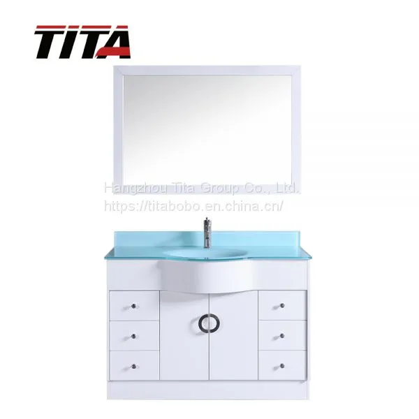 Tempered Glass Top Bathroom Vanity T9229-48W