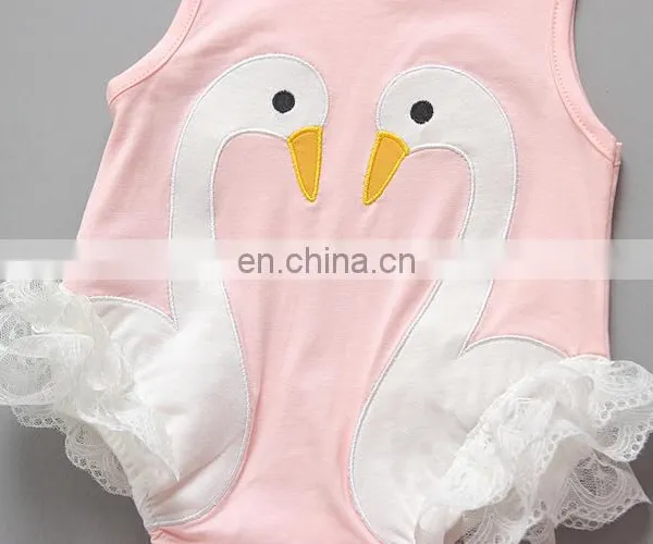 Fashion Swan Lace Summer Princess Cotton Newborn Baby Romper photo-5