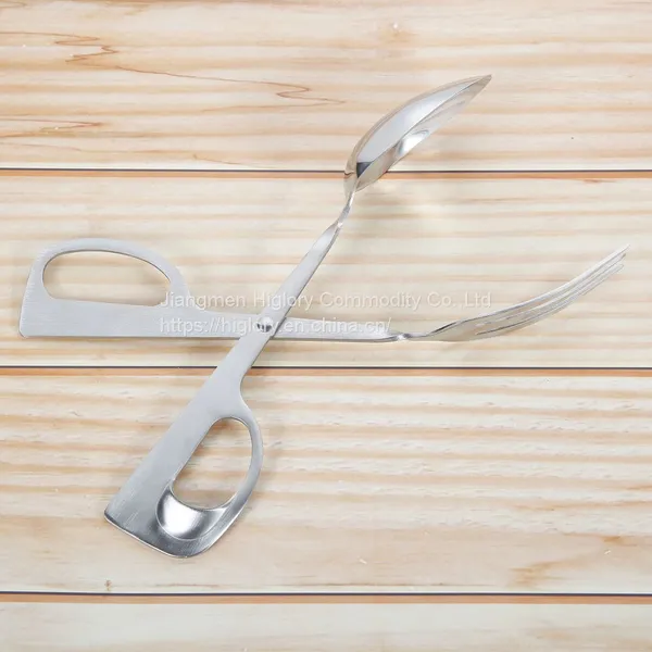 Stainless Steel Salad Servers Spoon Scissor Tong Serving Tong With Spoon Fork photo-5