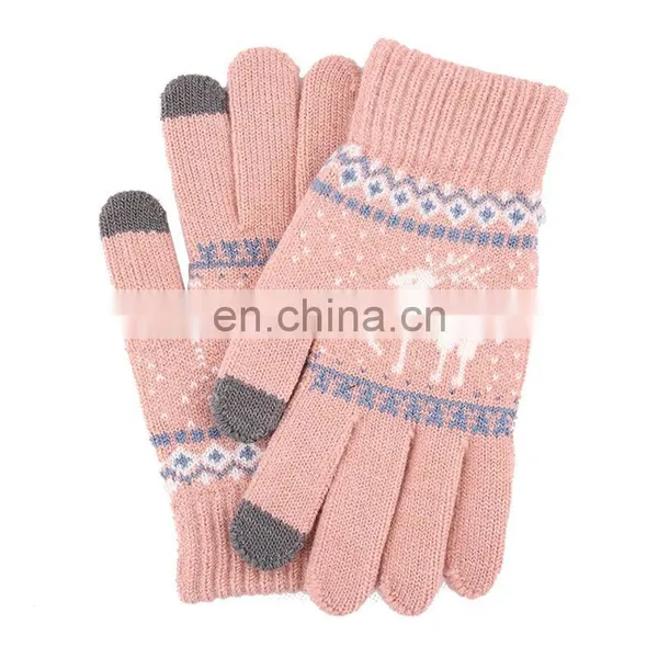 Wholesale Autumn Winter New Lovely Riding Outing Christmas Deer Touch Screen Gloves Keep Warm Plush Gloves photo-2