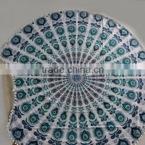 Ombre Mandala Round Beach Towel With Terry photo-5