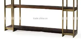 Mordern Somple Design Wooden Bookshelf Stainless Steel Frame Use For Decorate Home photo-2