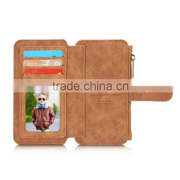 Caseme Card Slot PU Leather Wallet Case for S7 Zipper Photo Frame Flip Case for S7 photo-6