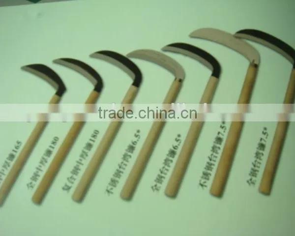 All Steel/composite Steel/stainless Steel Head Sickle With Wood Handle