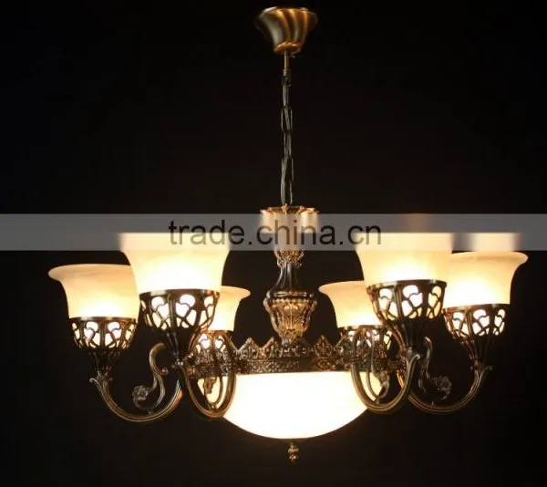 Traditional Handmade Flower Glass Ball and Metal Chandelier Lighting