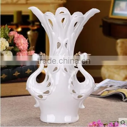 Modern Home Decor Ceramic Craft Couple Decorative Peacock Vase for Table photo-3