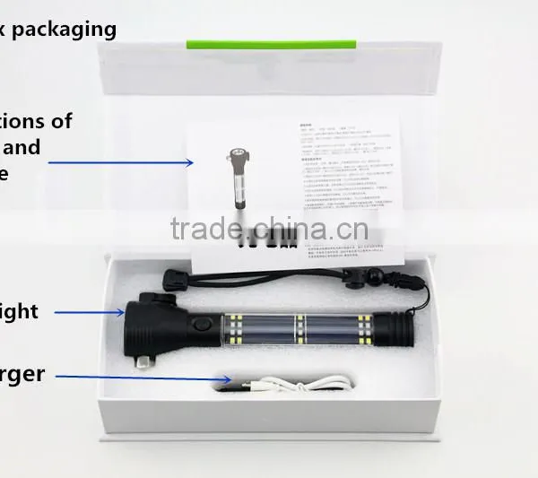 Gift Box-2016 NewTen Functions in One Flashlight,Solar LED Torch With Hammer Campus USB Android Output Car Essential Emmergency photo-6