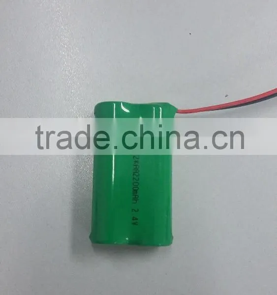 OEM 2.4V AA2200mAh NI-MH Rechargeable Battery Pack With Wire and Connector Supplier's Choice