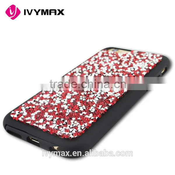 IVYMAX Red Mini Crystals Rhinestones Desire Candy Skin Cover With Soft TPU Frame For Iphone 6s Phone Case Supplier's Choice photo-2