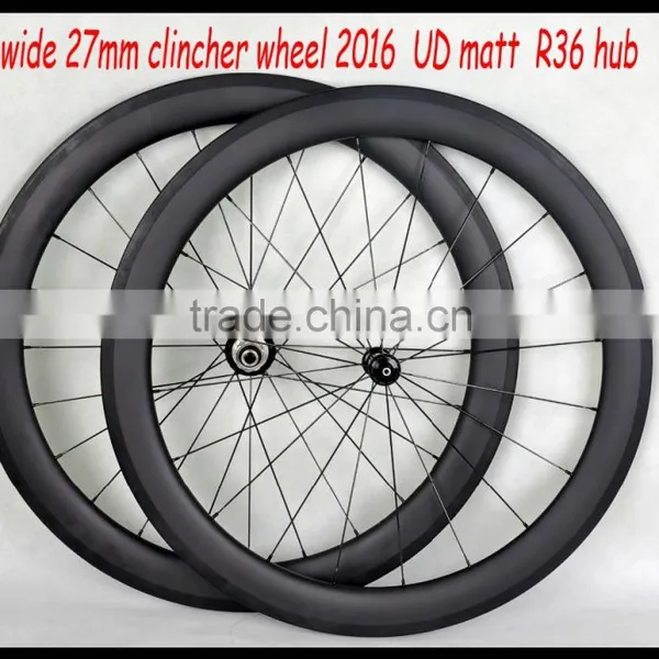 2016 new road bike wheelset carbon rim clincher wheelset R36 hub with Sapim spokes
