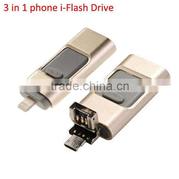 High Quality Fashion Custom Otg Usb Flash Drives 3 in 1 Otg Pendrives for Iphone/android photo-2