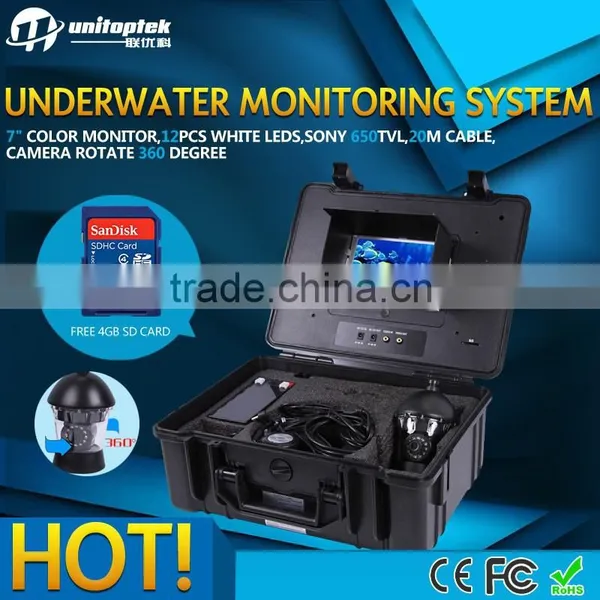 20m Cable Underwater Fishing Camera Fish Finder With Dvr 1/3 SONY CCD 12pcs White Leds Camera Night Vision Rotate 360 Degree