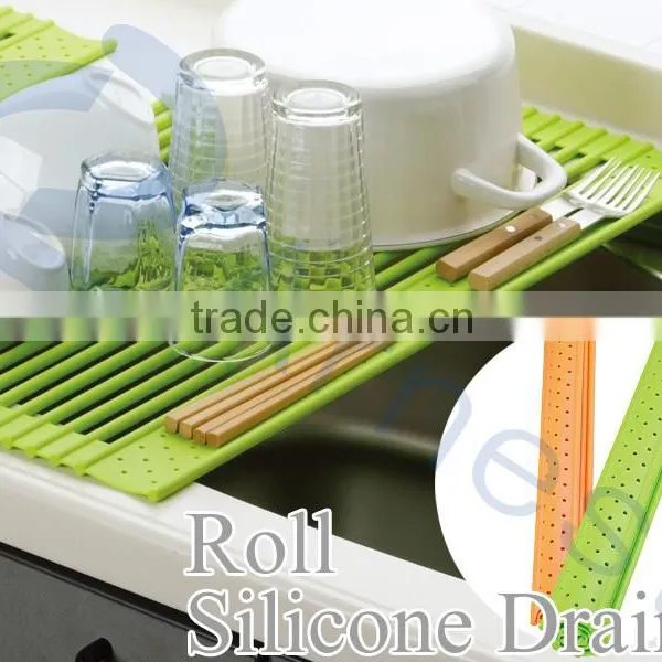 Silicone Products Tools Kitchenware Dishes Drainer Kitchen Sink Item Accessories Utensil Silicone Foldable Roll Mat 75761