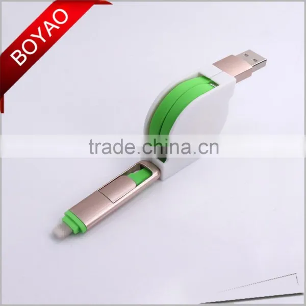 2016 Creative Two Sided Flat USB Cable, Retractable Noodle 2 in 1 Usb Charging Cable CE FCC ROHS photo-2