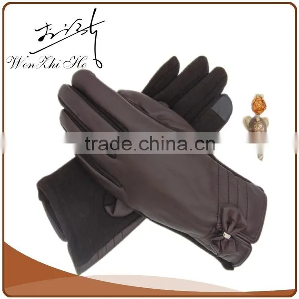 Smart Touch Screen PU Gloves With Bowknot photo-2