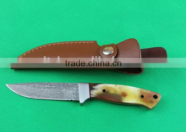 OEM Damascus Blank Blade Knife With Leather Sheath photo-5