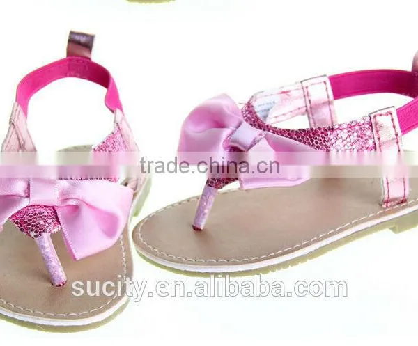 Wholesale Elegant Sexy Girls Flat Rose Red Sandals With Bow photo-6