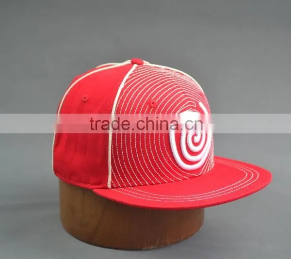 Red Flat Brim Fitted Caps With Custom Logos photo-5