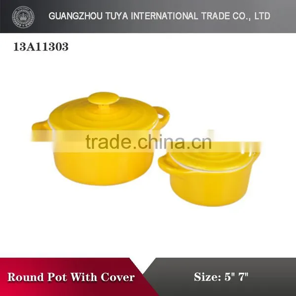 Round Shape High Temperature Color Glaze Ceramic Pot With Lid photo-3