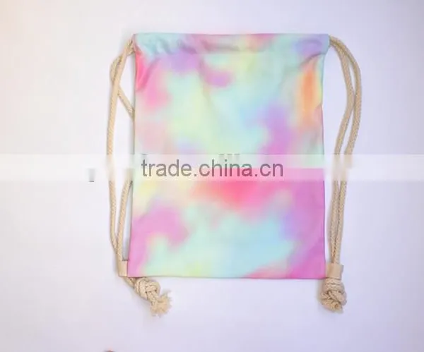Promotional Canvas Pattern Printing Drawstring Backpack Bag photo-4