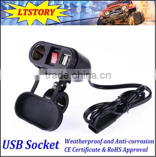 Motorcycles Car Waterproof Double USB Charger Adapter Socket 12-24V photo-4