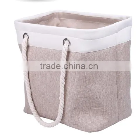 Store More Large Linen Cotton Rope Handled Foldable Laundry Bag photo-2