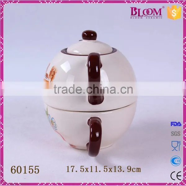 Modern White Ceramic Combination for One Cup Teapot photo-2