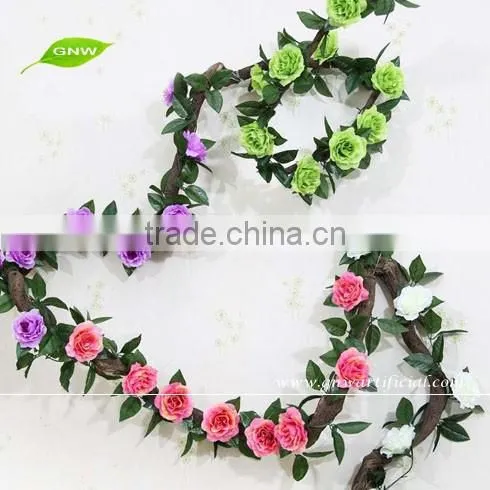 GNW FLV010 Artificial Rose Vines Flower Garland Variety Styles for Wedding Decoration photo-3
