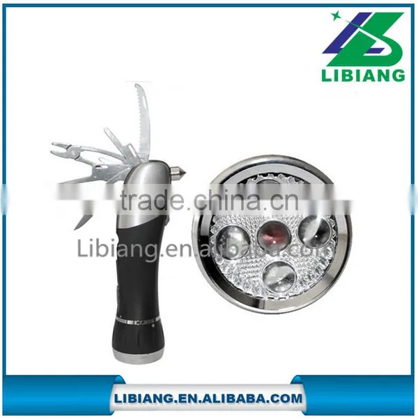 Stainless Steel Multifunctional Torch Flashlight With Knives And Scissors