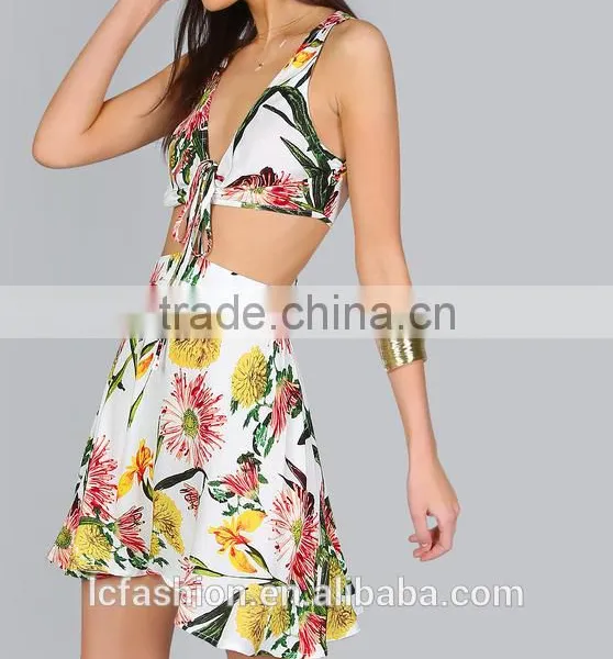 Sexy Summer Beach Print Crop Top and Skirt Wholesale Ladies Summer Beach Clothing photo-5