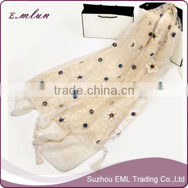Wholesale Hot Design Lady Print Double Lace Scarf photo-3