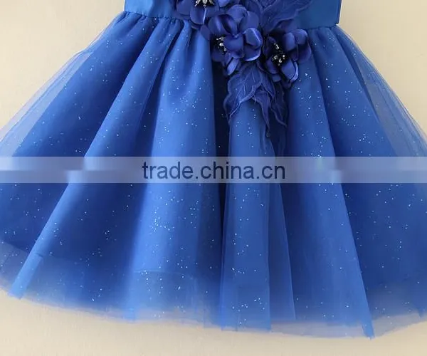 2017 Indian and Pakistan Girls Without Dress Toddler Blue Flower Girls Performance Dresses Turkish Shell Sequins Party Dresses photo-4