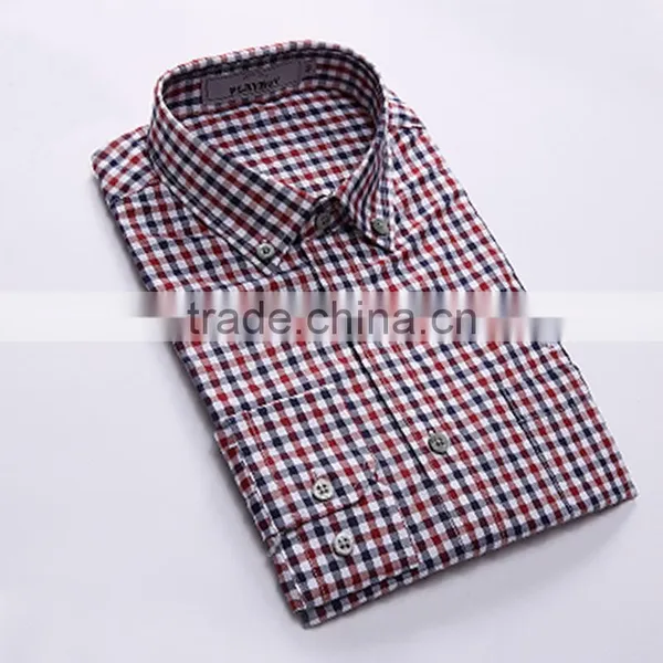 New Men Office Cotton Casual Lapel Plaids Shirt for Men photo-6