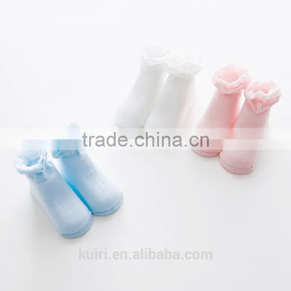 Cotton Baby Socks Solid Lace Newborn Boy Girl Loose Floor Anti-slip Infant Socks photo-3