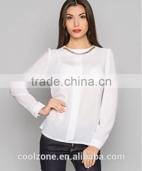 2015 New Office Blouse Design Long Sleeve Chiffon Blouse for Women photo-2