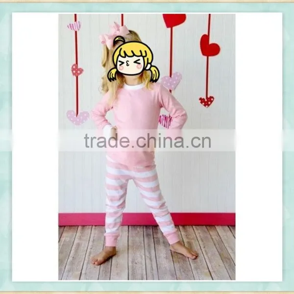 Valentine's Pink and White Kids Pajama Set Wholesale Children Clothing Usa Wholesale Baby Clothes