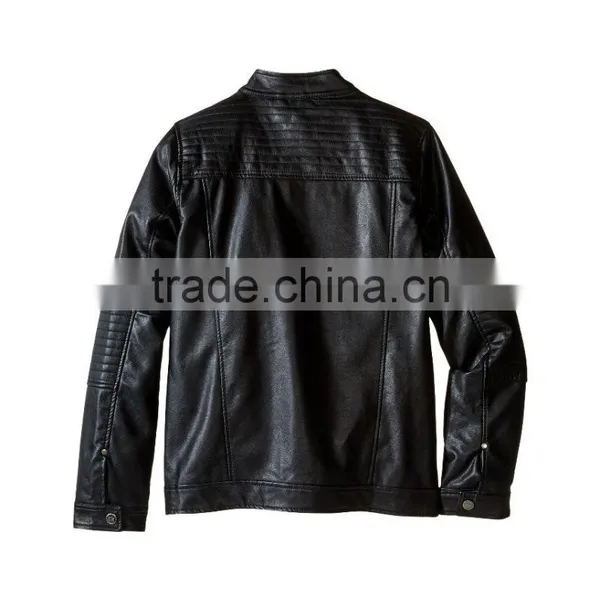 High Quality Customed Kids Black PU Leather Boys Toddler Leather Jacket photo-3