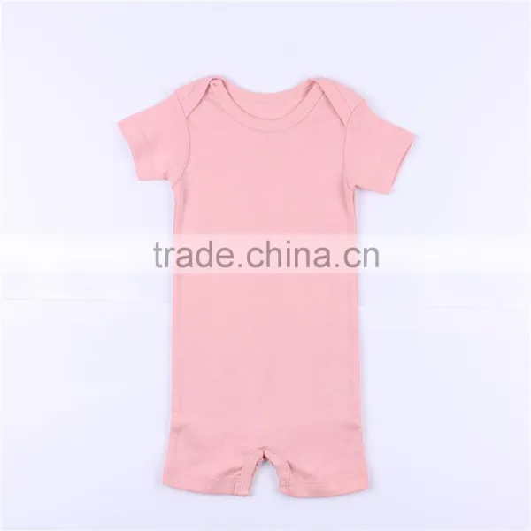 Hot Sale Short Sleeve Solid Color Cotton Baby Rompers Infant Clothes Bodysuit photo-3