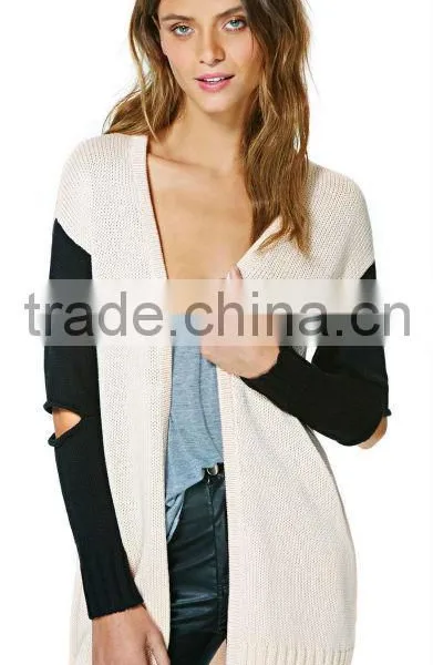 Womens Sweater Plain Knit Cardigan Without Buttons photo-2