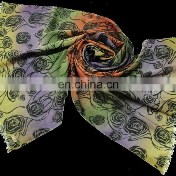 AZO FREE & COLOR FAST 100% MERINO WOOL PRINTED JACQUARD SCARF FOR RETAIL / WHOLESALE / PROMOTION photo-2