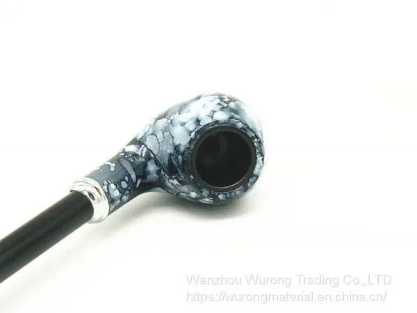 410mm Length Wooden Resin Long Tobacco Pipe With Small Blue and White Porcelain Head for Smoking photo-4