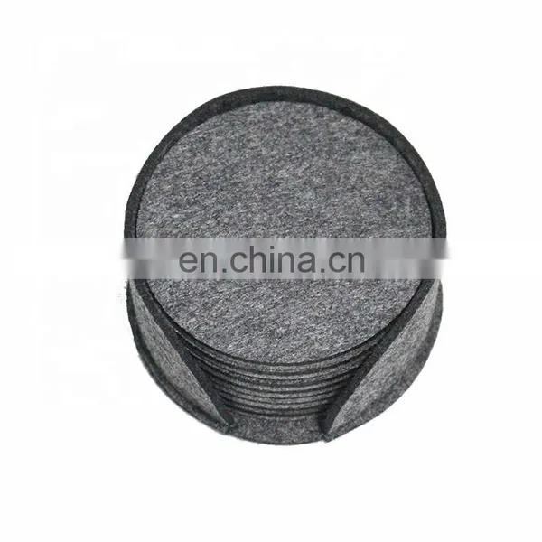 Laser Cut Round Felt Drink Coaster With Printed Logo Cup Coasters Set With Holder photo-3