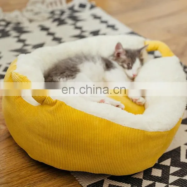 Winter Warming Pet Bed Washable Round Cat Bed With Soft Fleece Indoor Plush Dog Bed photo-5
