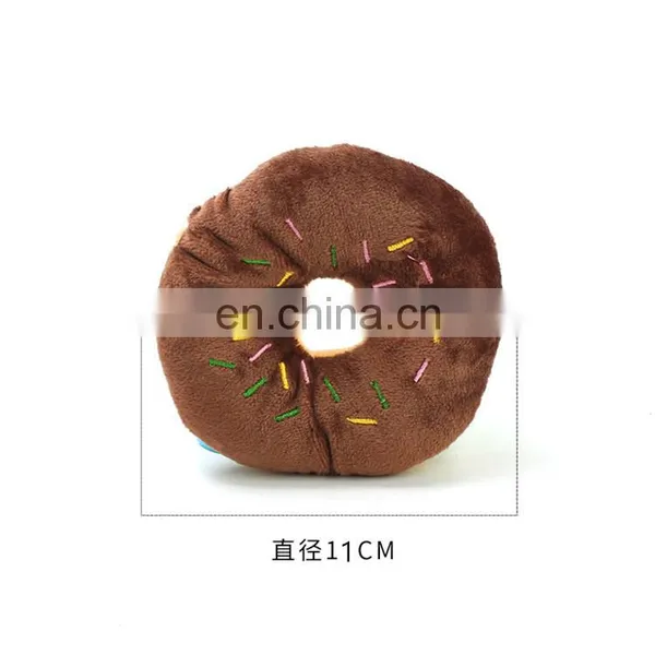 Donut Shaped Pet Toy Plush Stuffed Squeaky Eco Dog Donut Toy photo-7