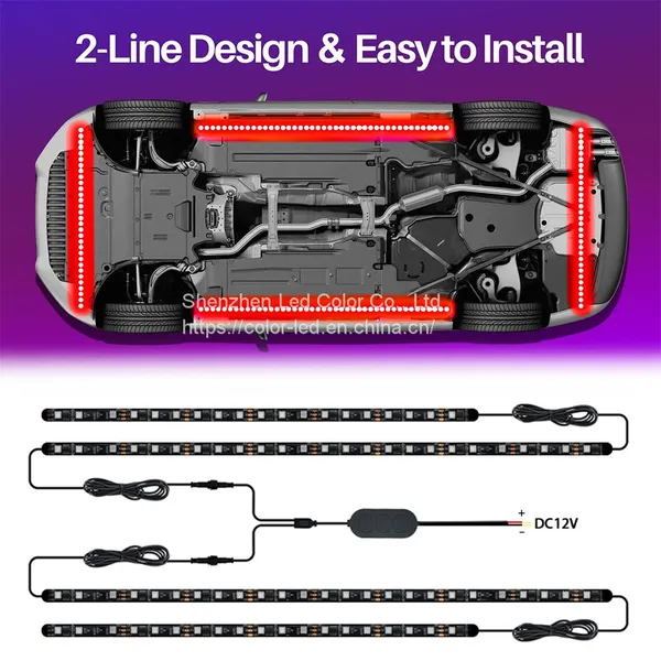 Car Underglow Lights Exterior Car LED Strip Lights with Wireless APP Control 16 Million Colors Music Sync Neon Accent Lights Kit