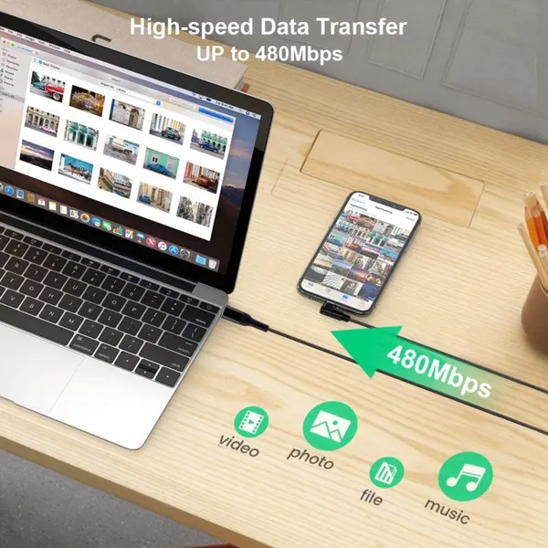 Right Angle MFi USB-C to Lightning Gaming Cable 90 Degree 18W PD Charging Data Cable for IPhone 11/12 photo-4