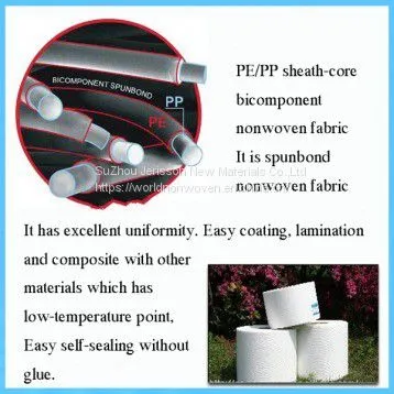 Supply Bicomponents PE/PP Nonwoven 15~180G/M2 White Color 3200mm, Nonwoven Fabric Jumbo Roll photo-4
